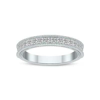 Almost 3/8 Carat TW Round Lab Grown Diamond Wedding Band in 14K White Gold