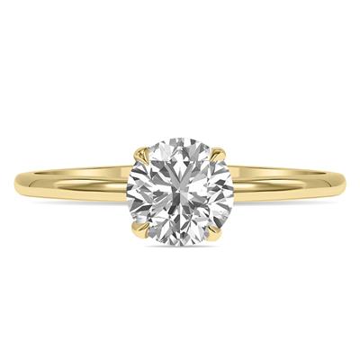 Lab Grown 1.50 Carat Diamond Solitaire Ring in 14K Yellow Gold (F-G Color, VVS1-VVS2 Clarity)