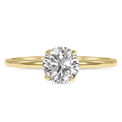 Lab Grown 1.50 Carat Diamond Solitaire Ring in 14K Yellow Gold (F-G Color, VVS1-VVS2 Clarity) 