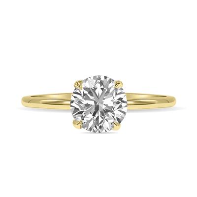 Lab Grown 2 Carat Diamond Solitaire Ring in 14K Yellow Gold