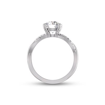 Agatha Twisted Pave Ring with Certified 2 Carat Lab-Grown Round Diamond in 14K White Gold