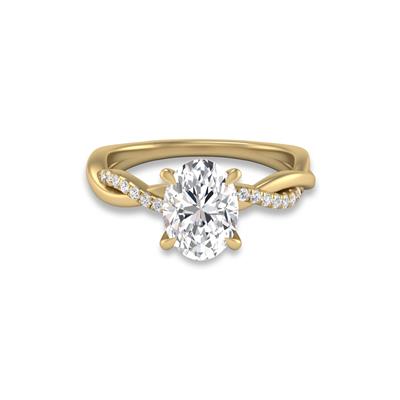 Agatha Twisted Pave Ring with Certified 2.50 Carat Lab-Grown Oval Shape Diamond in 14K Yellow Gold