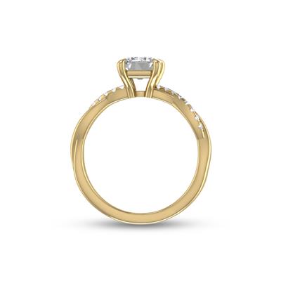 Agatha Twisted Pave Ring with Certified 2.50 Carat Lab-Grown Emerald Cut Diamond in 14K Yellow Gold