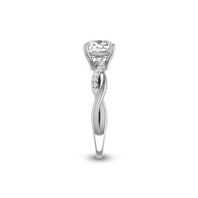 Agatha Twisted Pave Ring with Certified 2 Carat Lab-Grown Cushion Cut Diamond in 14K White Gold