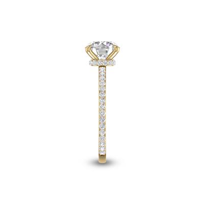 14K Yellow Gold Hidden Halo Cleo Ring with Certified 2 Carat Center Round Lab-Grown Diamond