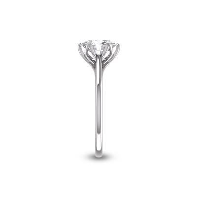 14K White Gold Classic Lotus Solitaire Ring with Certified 2.50 Carat Oval Shape Lab Grown Diamond