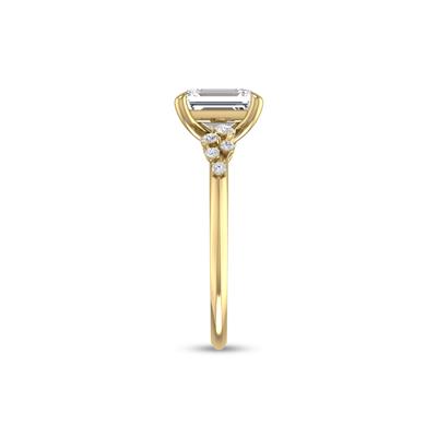14K Yellow Gold Diamond Aria Ring with Certified 2 Carat Emerald Cut Lab-Grown Diamond