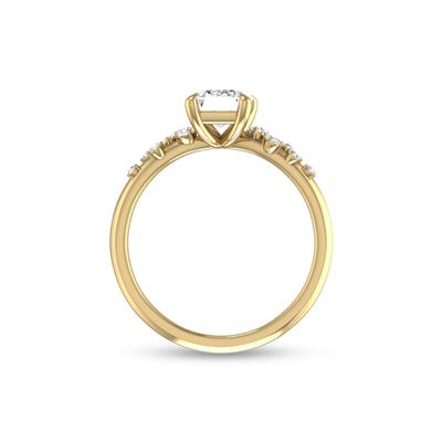 14K Yellow Gold Diamond Aria Ring with Certified 2 Carat Emerald Cut Lab-Grown Diamond