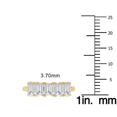 3/4 Carat TW Emerald Cut Five Stone Lab Grown Diamond Wedding Anniversary Ring 14K Yellow Gold