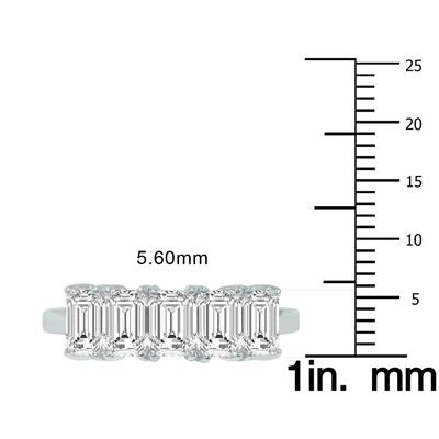 2.50 Carat TW Emerald Cut Five Stone Lab Grown Diamond Wedding Anniversary Ring 14K White Gold