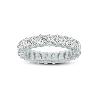 Oval Lab Grown Diamond Eternity Band in 14K White Gold (3.30 Carat TW)