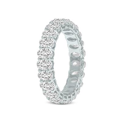 Oval Lab Grown Diamond Eternity Band in 14K White Gold (3.30 Carat TW)
