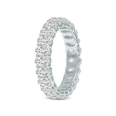 Oval Lab Grown Diamond Eternity Band in 14K White Gold (4 Carat TW)