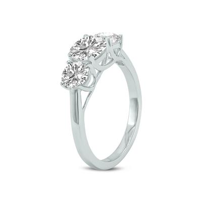 2 Carat TW Three Stone Lab Grown Diamond Ring in 14K White Gold