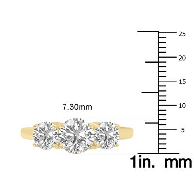 3 Carat TW Three Stone Lab Grown Diamond Ring in 14K Yellow Gold