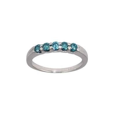 1/2 Carat TW White Gold Blue Diamond 5 Stone Ring in 14K White Gold