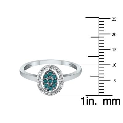 Blue and White Diamond Ring in White Gold