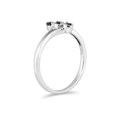 Three Stone Black Diamond Ring 10k White Gold 
