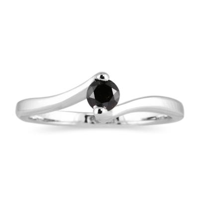 1/4 Carat Black Diamond 14K White Gold Ring