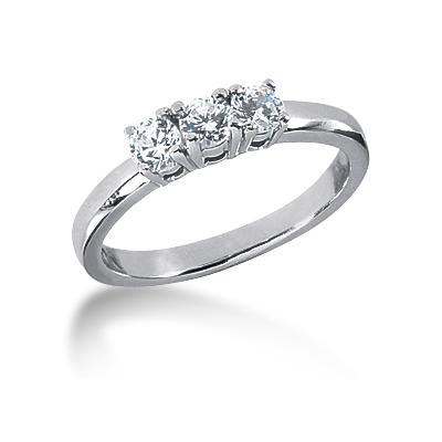 0.35CTW Classic Round Three Stone Ring in 14k White Gold