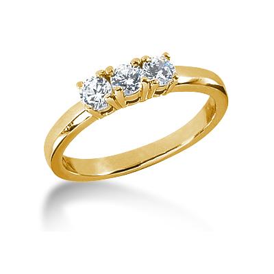 0.35CTW Classic Round Three Stone Ring in 14k Yellow Gold