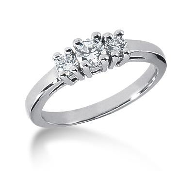 0.45CTW Classic Round Three Stone Ring in 18k White Gold