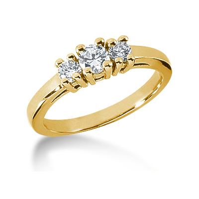 0.45CTW Classic Round Three Stone Ring in 14k Yellow Gold