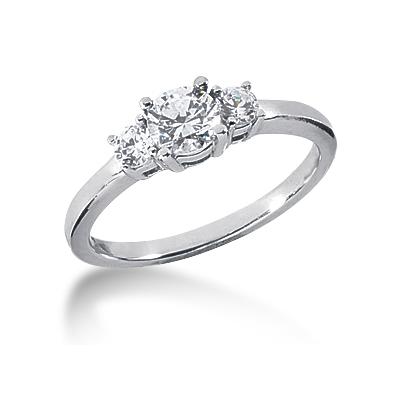 0.70CTW Classic Round Three Stone Ring in 14k White Gold