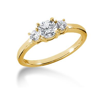 0.70CTW Classic Round Three Stone Ring in 18k Yellow Gold