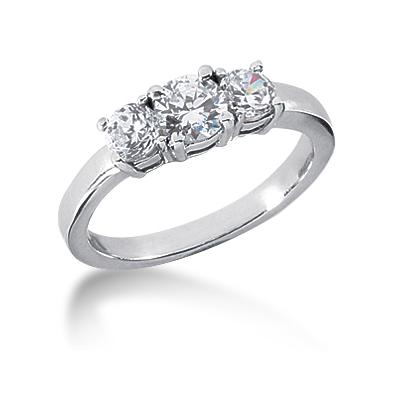 1.00CTW Classic Round Three Stone Ring in Platinum