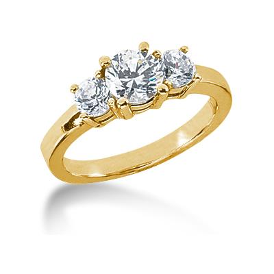 0.50CTW Classic Round Three Stone Ring in 18k Yellow Gold