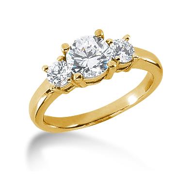 0.40CTW Classic Round Three Stone Ring in 14k Yellow Gold