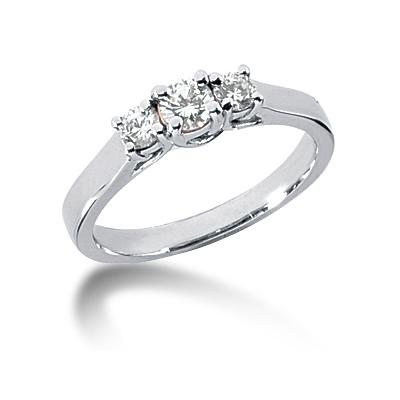 0.45CTW Trellis Three Stone Diamond Ring in 14k White Gold