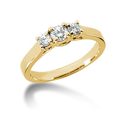 0.45CTW Trellis Three Stone Diamond Ring in 14k Yellow Gold