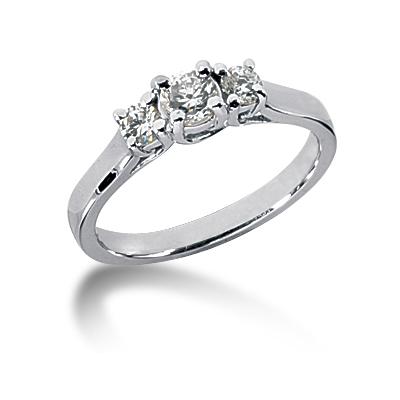 0.55CTW Trellis Three Stone Diamond Ring in 18k White Gold