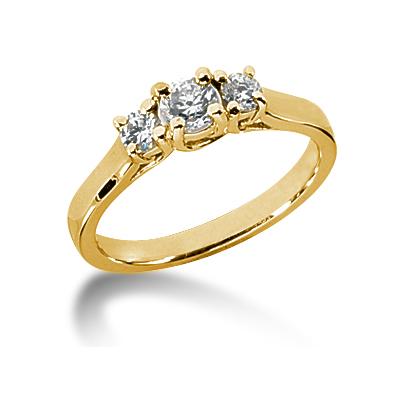 0.55CTW Trellis Three Stone Diamond Ring in 14k Yellow Gold