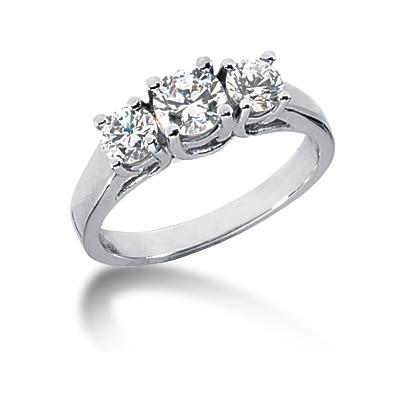 1.00CTW Trellis Three Stone Diamond Ring in Platinum