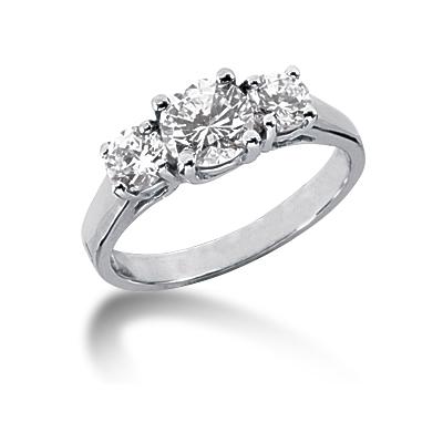 0.50CTW Trellis Three Stone Diamond Ring in 18k White Gold