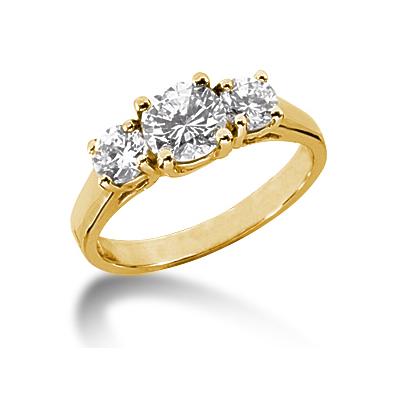 0.50CTW Trellis Three Stone Diamond Ring in 14k Yellow Gold