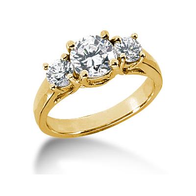 0.50CTW Trellis Three Stone Diamond Ring in 18k Yellow Gold