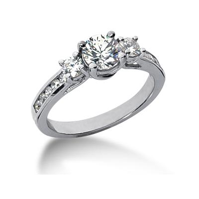 0.48CTW Diamond Three Stone Ring with Side Stones in 14k White Gold