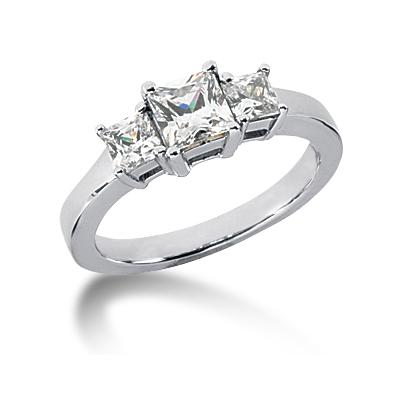 0.54CTW Classic Princess Three Stone Ring in Palladium