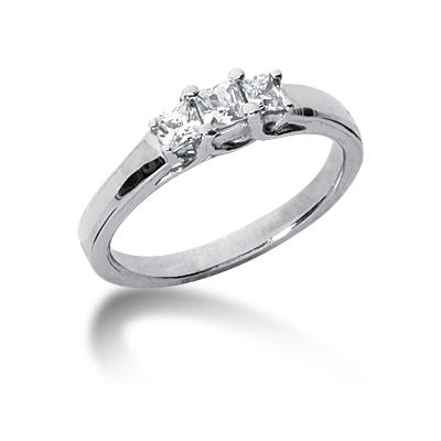 0.47CTW Trellis Three Stone Princess Cut Diamond Ring in 14k White Gold