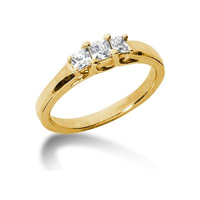 0.47CTW Trellis Three Stone Princess Cut Diamond Ring in 14k Yellow Gold