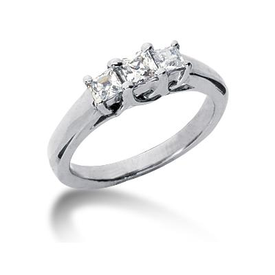 0.74CTW Trellis Three Stone Princess Cut Diamond Ring in 14k White Gold