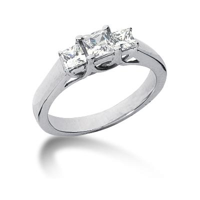 1.04CTW Trellis Three Stone Princess Cut Diamond Ring in Palladium