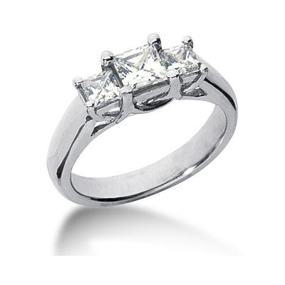 0.54CTW Trellis Three Stone Princess Cut Diamond Ring in Platinum