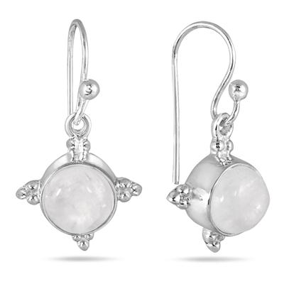 8MM Cabachone White Quartz Earrings in .925 Sterling Silver