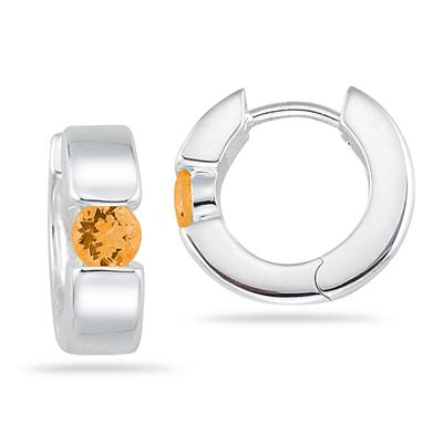 All Natural Citrine Hoop Earrings in .925 Sterling Silver