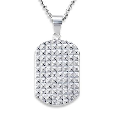 Stainless Steel Polished Geometric Pattern Dog Tag